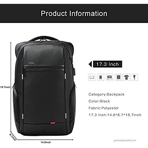VGOAL Large Laptop Backpack Anti Theft Business Backpack with USB Charging Port Computer Bag Travel School Rucksack Packing Fit 17.3 inch Laptop For Men And Women