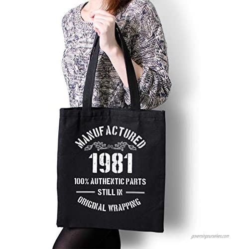 1981 Birthday Gifts for Women Men Ideas | Funny 40th Birthday Gift Vintage 1981 Natural Cotton Reusable Tote Bag Classic 1981