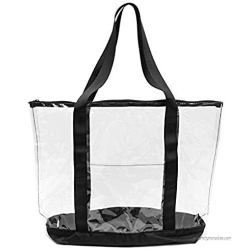 Clear PVC Tote Bag Stadium Approved Tote with Zipper (19 x 6 x 13 Inches)