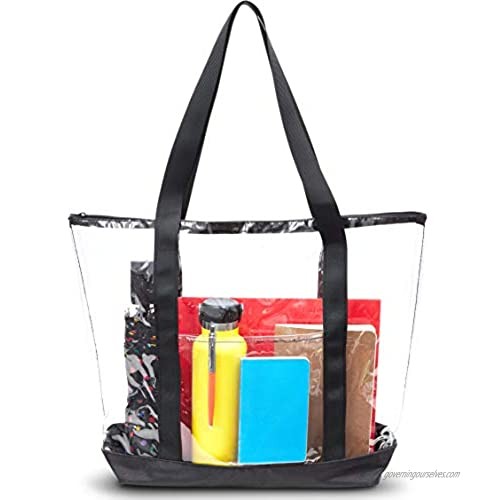 Clear PVC Tote Bag  Stadium Approved Tote with Zipper (19 x 6 x 13 Inches)