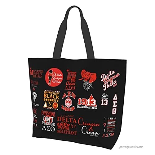 Delta Sigma Theta Tote Bag Shoulder Bag for Women sisterhood Gift  Large Reusable Handbag Shopping Bags for Gym Travel