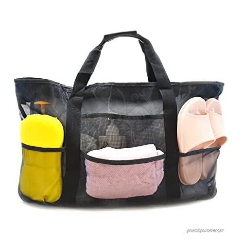 IRISFLY Large Mesh Beach Bag – Family Tote & Pool Bag Beach Tote Bag - Extra Storage - 9 Oversized Pockets
