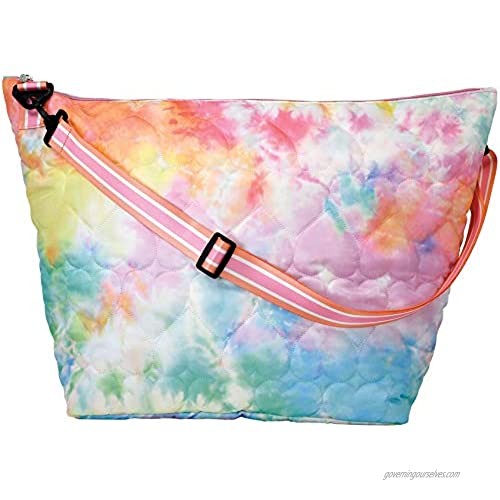iscream Cotton Candy Hearts Puffy Quilted 23.5" Weekender Travel Tote Bag with Adjustable Strap