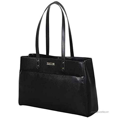 Kenneth Cole Reaction Women's Downtown Darling Faux Leather Dual Compartment 15 Laptop Tote Black