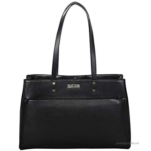Kenneth Cole Reaction Women's Downtown Darling Faux Leather Dual Compartment 15" Laptop Tote  Black