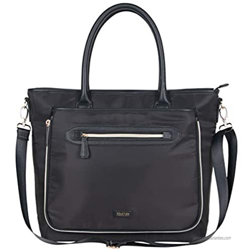 Kenneth Cole Reaction Women's Silky Polyester Top Zip Anti-Theft RFID Expandable 15" Laptop & Tablet Business Tote  Black