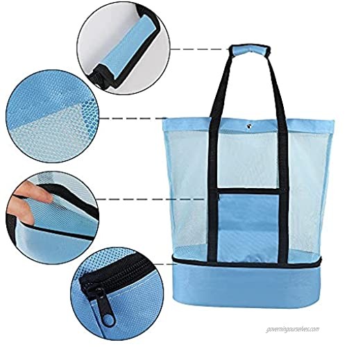 Ladies 2 in1mesh beach tote bag built-in cooler large capacity and easy to carry
