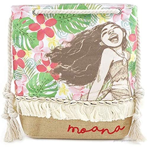Loungefly x Disney Moana Sketch Floral and Burlap Tote Bag