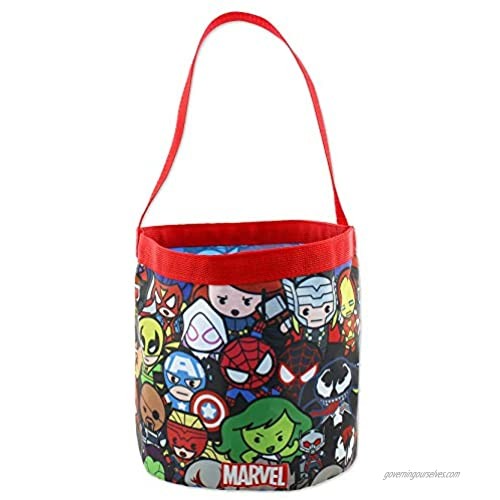 Marvel Kawaii Avengers Boys Collapsible Nylon Gift Basket Bucket Toy Storage Tote Bag (One Size  Red/Black)