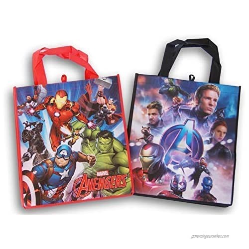 Marvel The Avengers Reusable Tote Bag Bundle (The Hulk  Ironman  Black Panther  Captain America  Thor) - 2 Totes (13 L x 18 H)