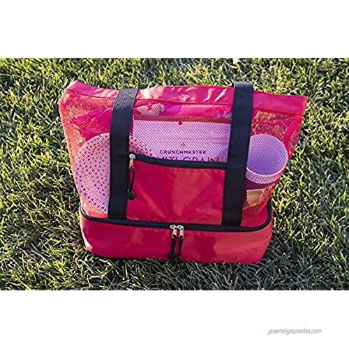 Reliant Outdoor Large Oversized Mesh Beach Bag in Red with Detachable Cooler and Zipper Pockets for Work Beach Camping Travel and Everyday Use