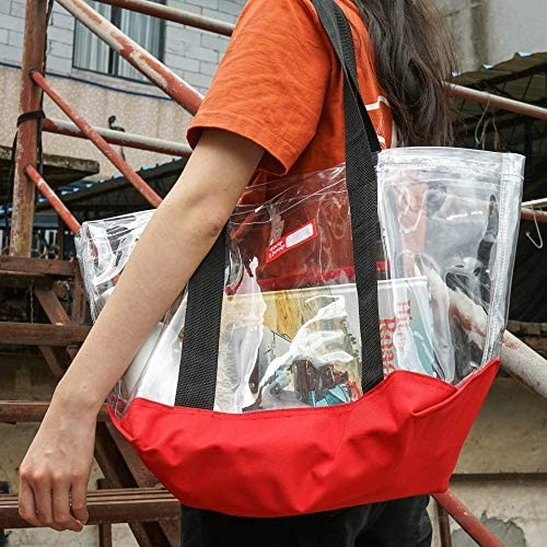 Rough Enough Clear Large Beach Tote Bag for Women Men Swim Vacation Red