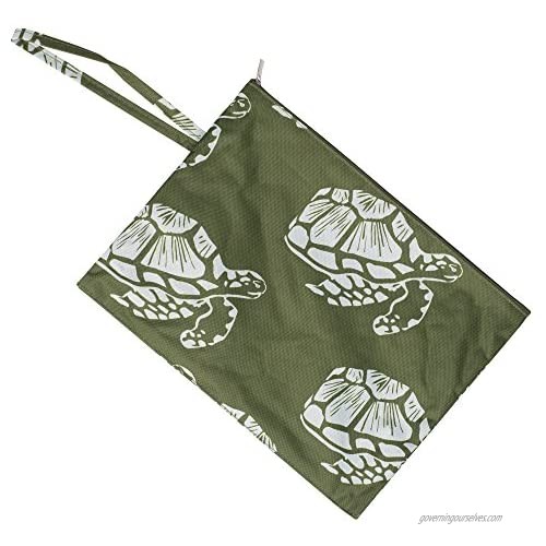 Sea Turtle Green 12 x 9.5 Inch Lined Beach Bikini Wet Bag Wristlet