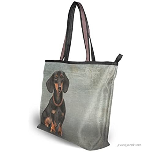 Tote Top Handle Shoulder Bag Funny Dog Breed Dachshund Handbag - 15.7x11.4x3.5in - by Top Carpenter