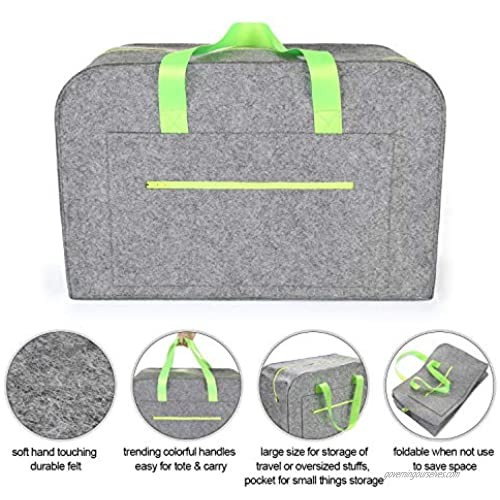 WELAXY Felt Multi Storage bags for bulky comforters duvets seasonal clothing blankets pillows over sized XL stuffs stored collapsible folded tote carry bag (brown)