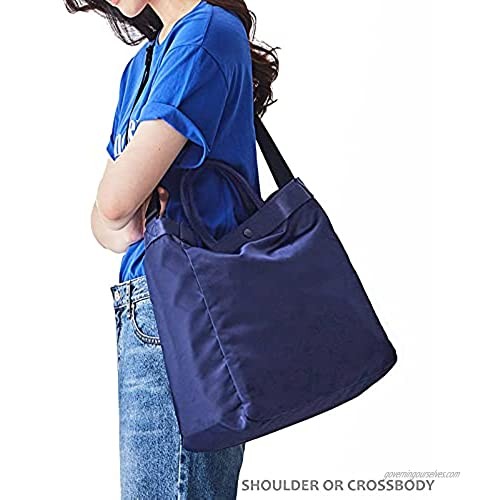 Women Travel Tote for Gym and Beach with Pockets and Shoulder Strap Aesthetic Blue Lightweight Waterproof Nylon Extra Large