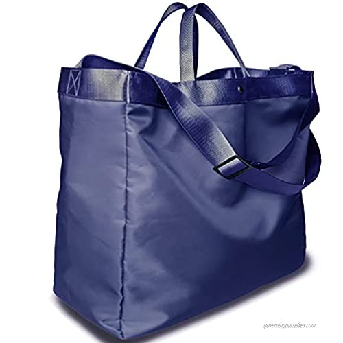 Women Travel Tote for Gym and Beach with Pockets and Shoulder Strap  Aesthetic Blue  Lightweight Waterproof Nylon  Extra Large