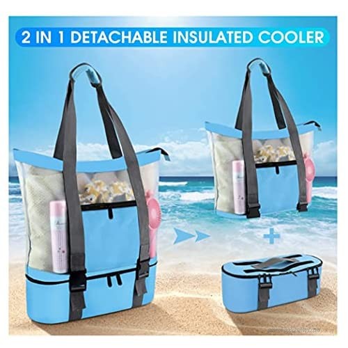 ZYWBF Oversized Beach Bags Beach Tote Bags for Women Large Mesh Picnic Beach Bag with Detachable Beach Cooler