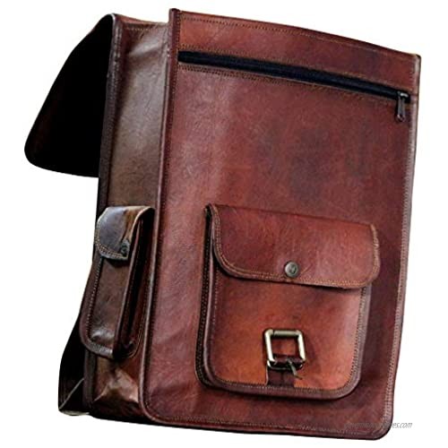 16 Vintage leather Backpack Laptop Messenger Bag Lightweight School College Rucksack Sling for Men Women