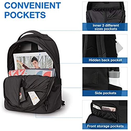Backpack for Women BAGSMART Casual Simple Daypack for 11 inch Tablet Anti-Theft Lightweight Water Resistant Black