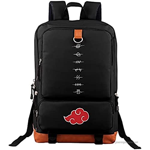 Backpack Shippuden Akatsuki Cosplay Laptop Bag for Travel Hiking(black)