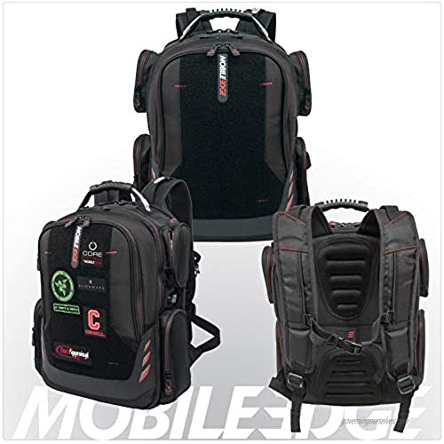 Core Gaming Laptop Backpack From Mobile Edge Core Gaming 17.3 Inch External USB 3.0 Quick-Charge Port w/Built-in Charging Cable Patch Panel - Black w/Red Trim - MECGBPV1