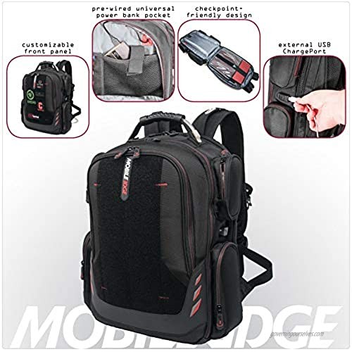 Core Gaming Laptop Backpack From Mobile Edge Core Gaming 17.3 Inch External USB 3.0 Quick-Charge Port w/Built-in Charging Cable Patch Panel - Black w/Red Trim - MECGBPV1