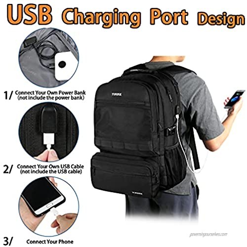 Detachable Backpack Travel Backpacks for Men Large Business Durable Laptop Backpack with Waist Bag TSA Friendly USB Charging Port College School Bookbags Fit 17 Inch Laptops Black