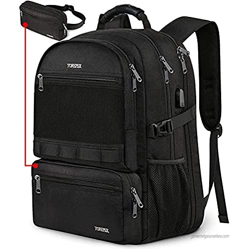 Detachable Backpack Travel Backpacks for Men  Large Business Durable Laptop Backpack with Waist Bag  TSA Friendly USB Charging Port College School Bookbags Fit 17 Inch Laptops  Black