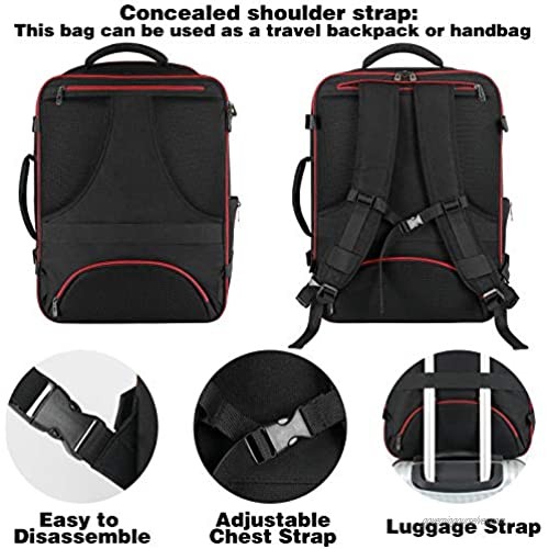 Extra Large Carry on Backpack Airline Flight Approved Travel Backpack for Women Men 40L-50L Expandable Luggage Backpack Water Resistant Daypack for 17 17.3 18 18.4 Inch Laptop Black