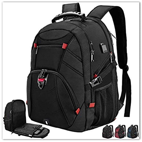 Extra Large Laptop Backpack 17 Inch Travel Waterproof Backpacks College School Business Men Laptops Backpacks with USB Charging Port 17.3 Gaming Computer Backpack for Men Black
