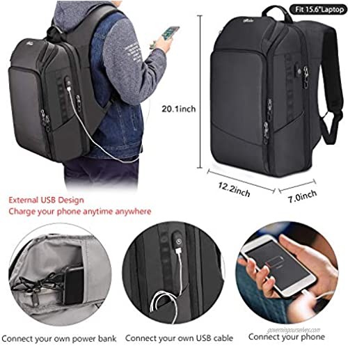 Fresion Travel Laptop Backpack for Men - Business Laptop Backpacks with USB Charging Port Water Resistant College School Computer Bag pack fits 15.6 Inch Laptops and Notebook
