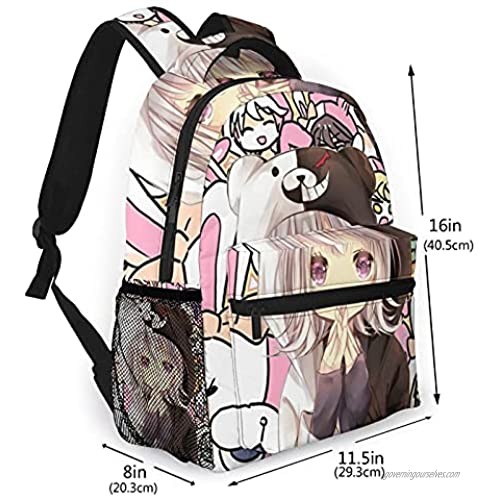 FUSTBIL Japanese Anime Danganronpa Monokuma Cosplay Unisex Daypack All Over Printed Bookbag Laptop Bag Backpack School Bag Rucksack