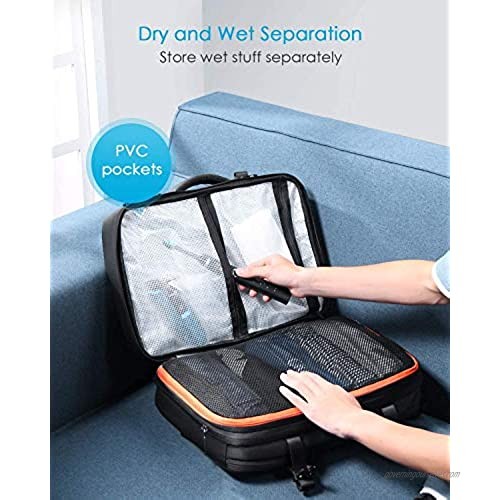 HOMIEE Carry on Travel Backpack for Men Women 38L Extra Large Hand Luggage Backpack Expandable Flight Approved Weekender Backpack Fits 15.6 Inch Laptop Black