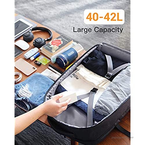 Inateck 40-42L Carry on Travel Backpack Flight Approved Cabin Size Hand Luggage Rucksack Suitcase Students College School Large Capacity Bag for 17 inch Laptop Men Women