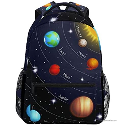 JOYPRINT Backpack Universe Space Galaxy Solar System Shoulder Bag Daypack Travel Hiking for Boys Girls Men Women