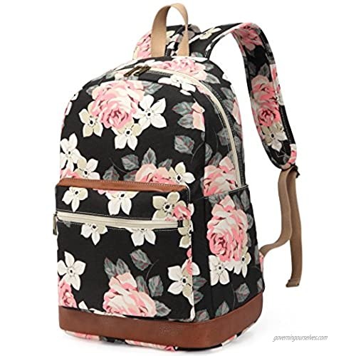 Kenox Girl's School Rucksack College Bookbag Lady Travel Backpack 14Inch Laptop Bag (Floral)