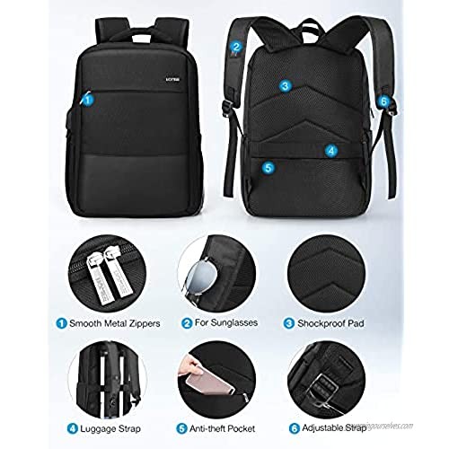 Laptop Backpack for Men HOMIEE 15.6 Inch Travel Laptop Backpack with USB Charging Port Business College School Computer Backpack Black