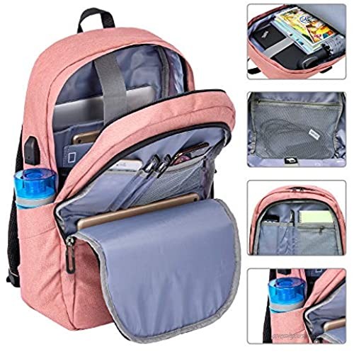 Laptop Backpack Slim Water Resistant College School Computer Backpack with USB Charging Port Business Travel Backpack for Men Women Fits 15.6 Inch Laptop Notebook