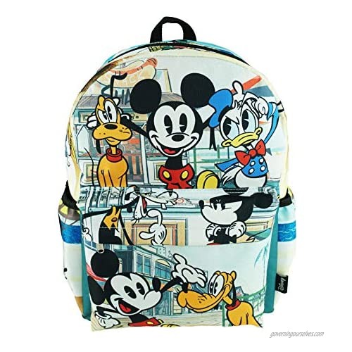 Mickey Mouse Deluxe Oversize Print Large 16" Backpack with Laptop Compartment - A19757