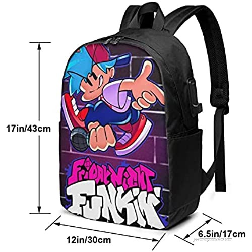 Ninestar Friday Night Funkin Backpack With Usb Laptop School Backpack Travel Bag 17in