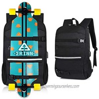 Skateboard Backpack  Travel Laptop Business Backpack Bag Fits 15.6-17inch Laptop
