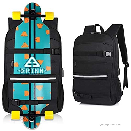 Skateboard Backpack Travel Laptop Business Backpack Bag Fits 15.6-17inch Laptop