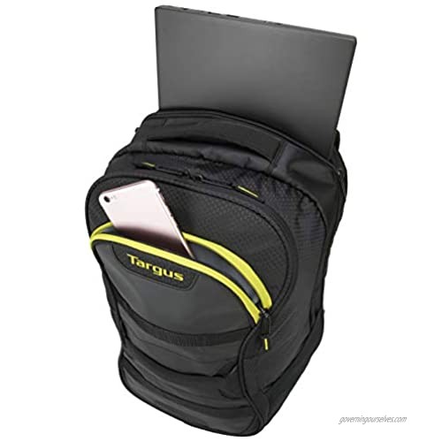 Targus Large Commuter Work and Play Large Gym Fitness Backpack with Protective Sleeve for 15.6-Inch Laptop Black/Yellow (TSB944US)