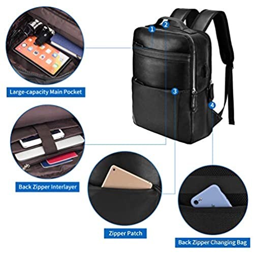 VBG VBIGER Leather Backpack for Mens Business Waterproof PU Leather Backpack