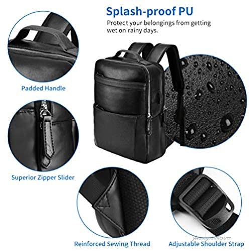 VBG VBIGER Leather Backpack for Mens Business Waterproof PU Leather Backpack