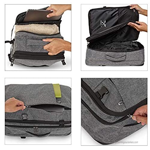 XELFLY Laptop Travel Backpack - Expandable Carry-On Fits 17” Laptop (Charcoal)