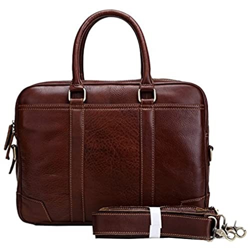Berchirly Men Brown Genuine Leather Business Briefcase Shoulder Messenger Bag