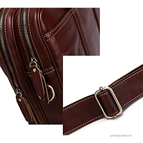 Berchirly Men Brown Genuine Leather Business Briefcase Shoulder Messenger Bag