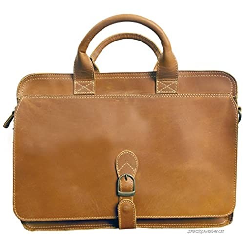 Canyon Outback Leather Goods Inc Texas Canyon Leather Briefcase - Store 15 Laptops and Macbooks - Perfect for men and women Tan